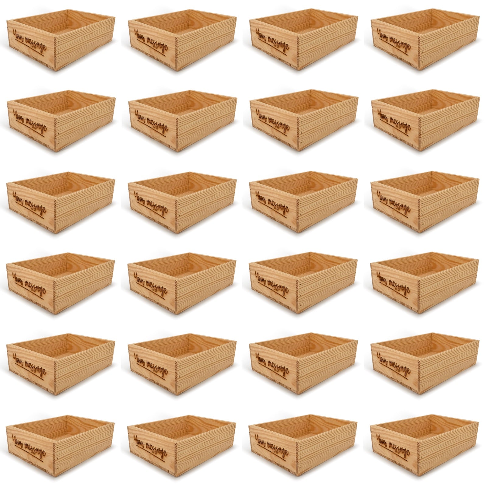 24 Small wooden crates with custom message 14x10x4.25