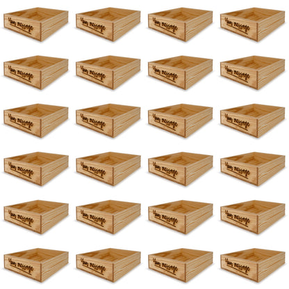 24 Small wooden crates with custom message 14x11.5x3.5