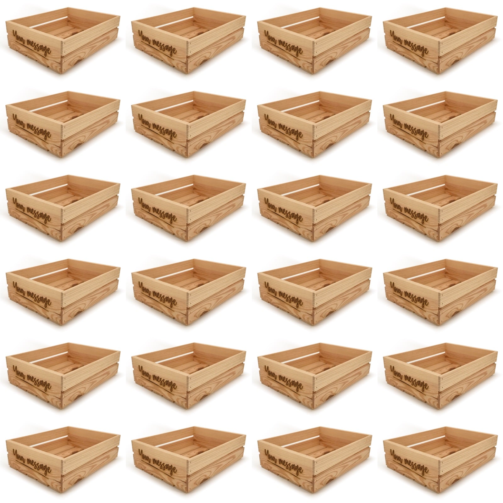 24 Small wooden crates with custom message 18x14x5.25, 6-WS-18-14-5.25-ST-NW-NL, 12-WS-18-14-5.25-ST-NW-NL, 24-WS-18-14-5.25-ST-NW-NL, 48-WS-18-14-5.25-ST-NW-NL, 96-WS-18-14-5.25-ST-NW-NL