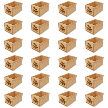 24 Small wooden crates with custom message 7x5x4.25