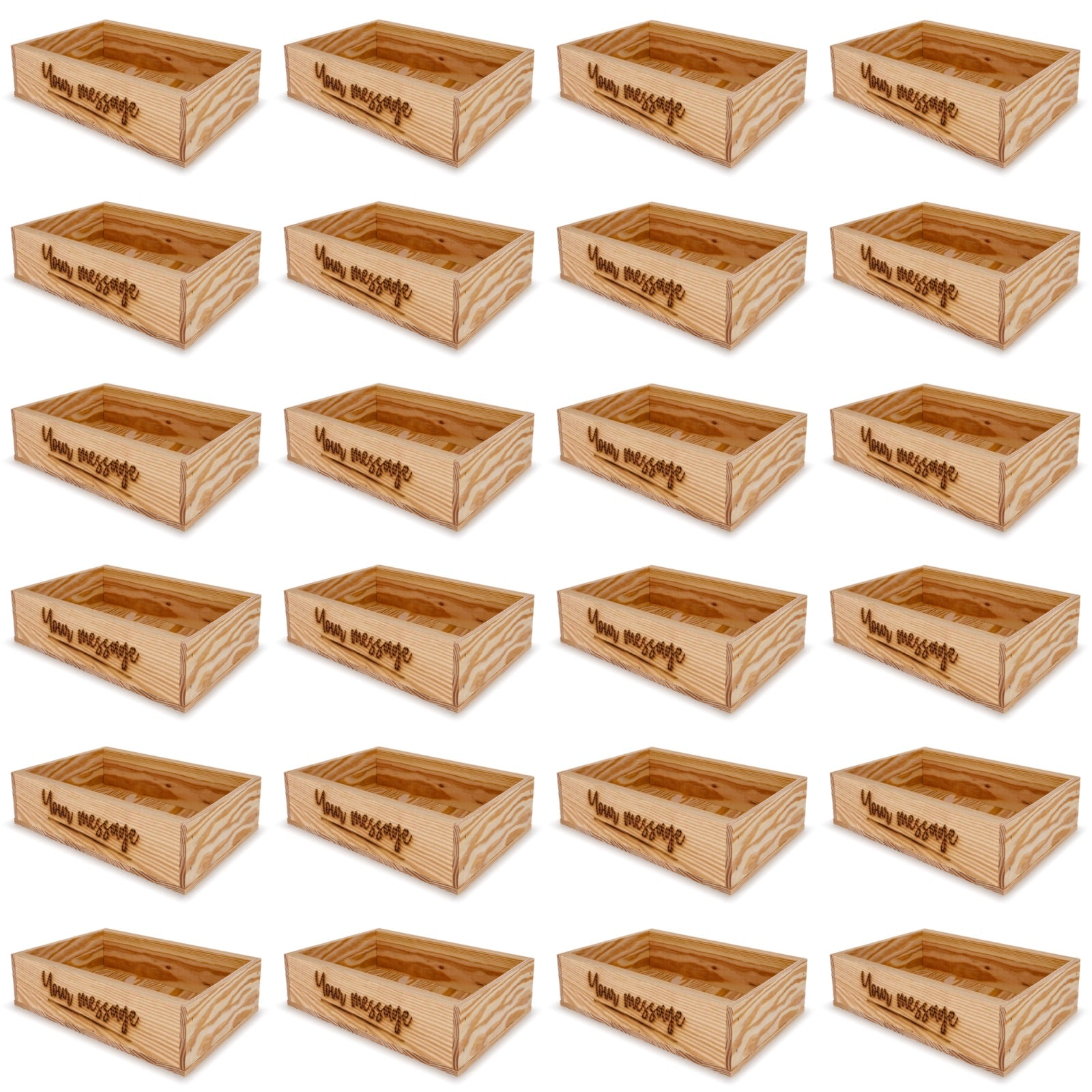 24 Small wooden crates with custom message 8x13.25x3.5