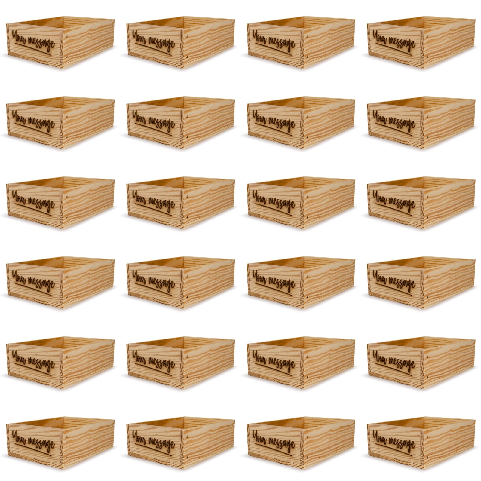 24 Small wooden crates with custom message 8x6.25x2.75