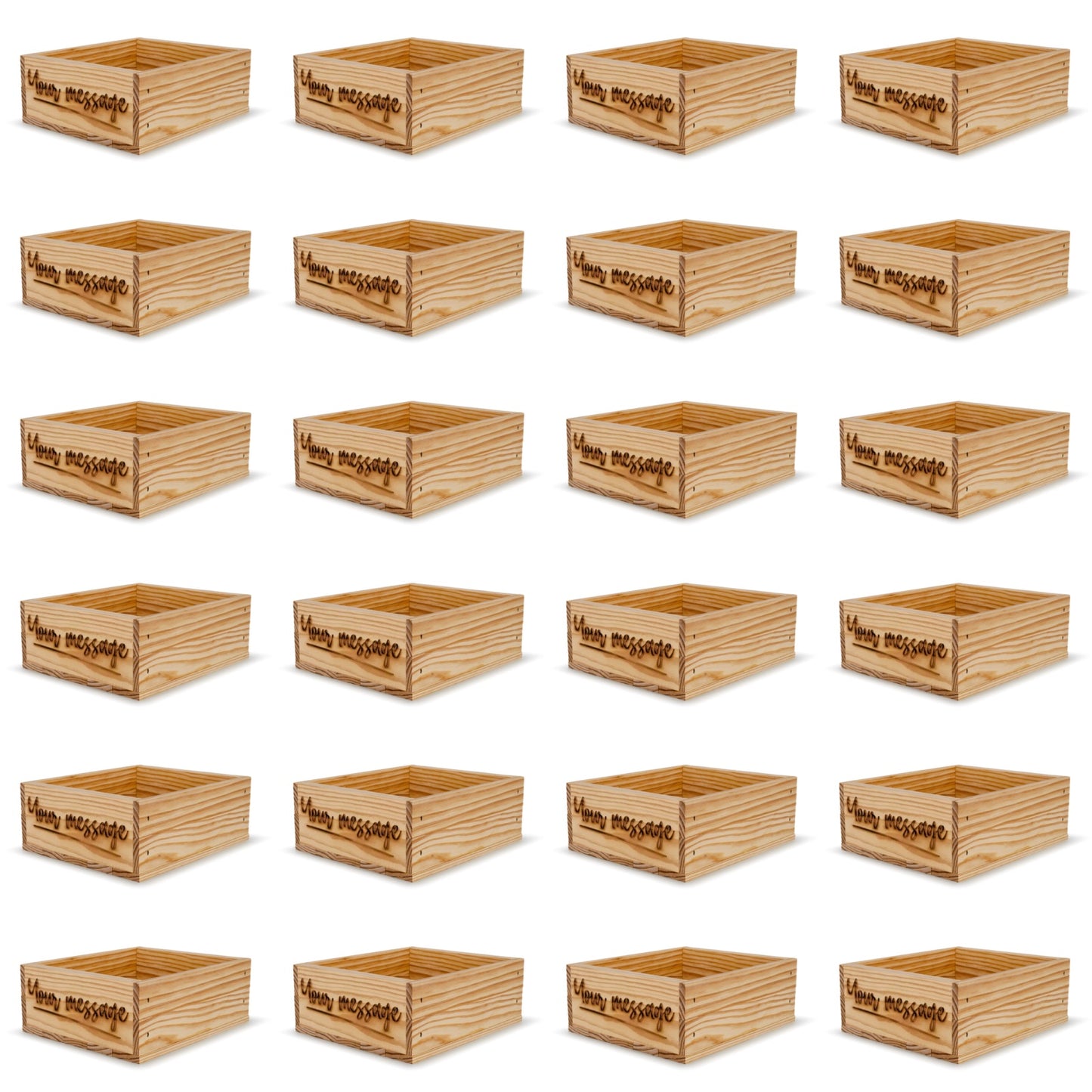 24 Small wooden crates with custom message 9x8x3.5