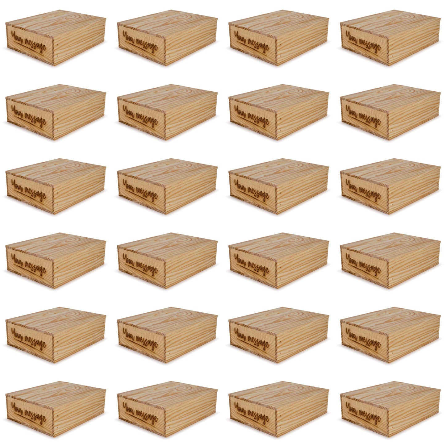 24 Small wooden crates with lid custom message 12x9.75x3.5