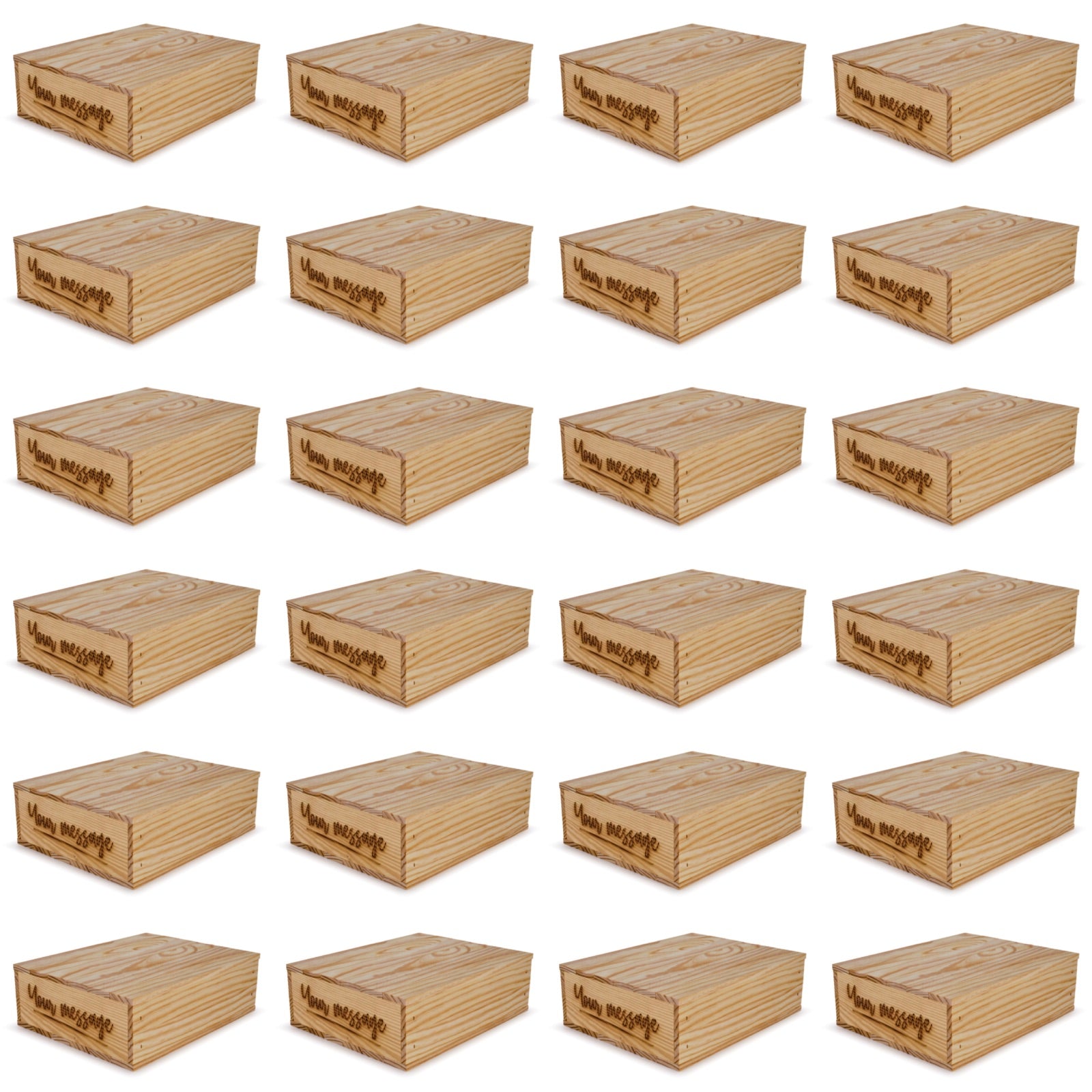 24 Small wooden crates with lid custom message 12x9.75x3.5