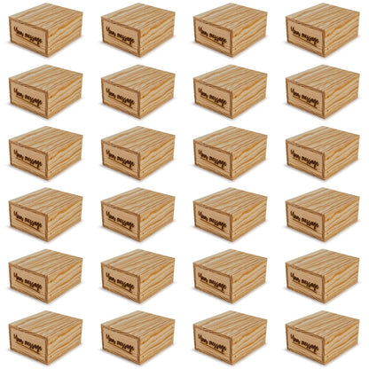24 Small wooden crates with lid and custom message 6x5.5x2.75