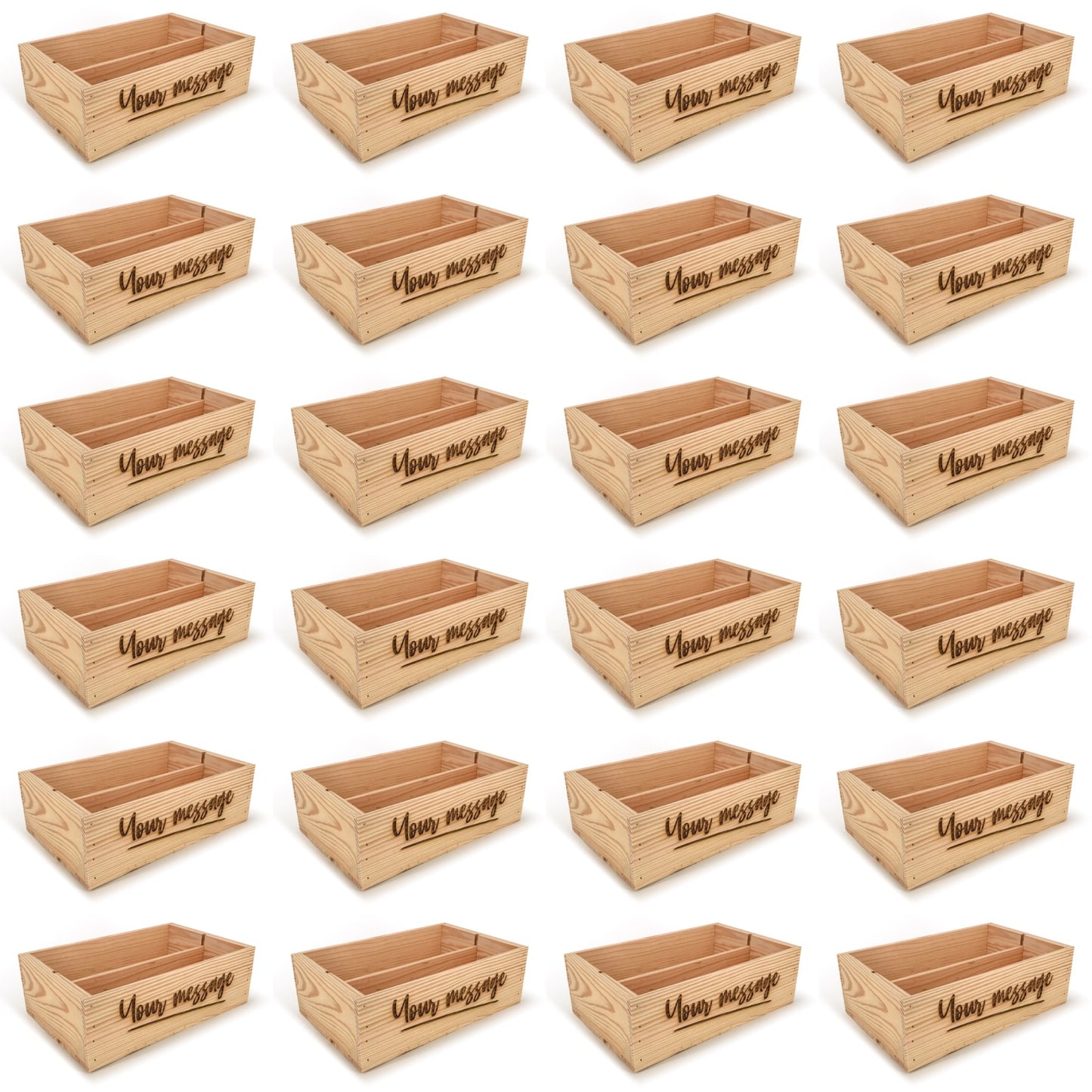 24 Two Bottle Wine Crate Boxes with Custom Message 14x9x4.5, 6-WB-14-9-4.5-ST-NW-NL,  12-WB-14-9-4.5-ST-NW-NL,  24-WB-14-9-4.5-ST-NW-NL,  48-WB-14-9-4.5-ST-NW-NL,  96-WB-14-9-4.5-ST-NW-NL