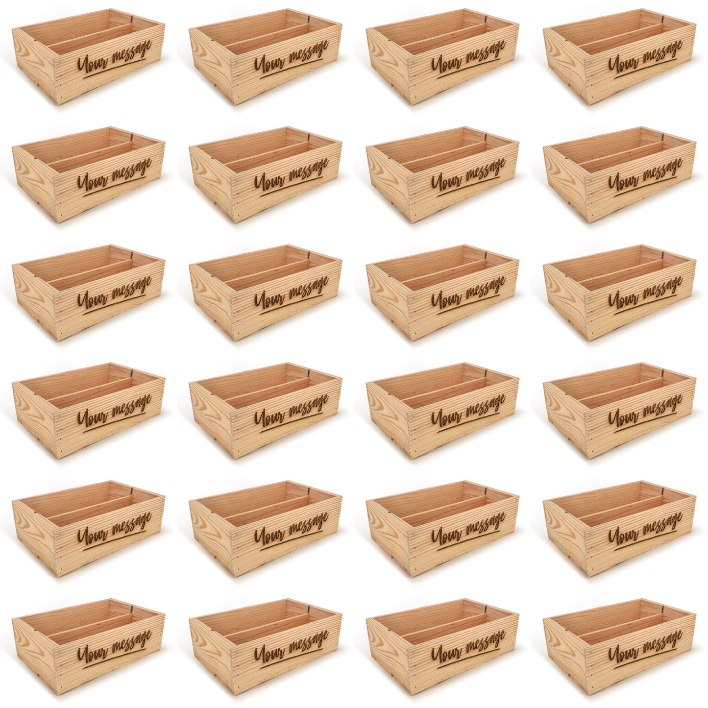 24 Two Bottle Wine Crate Boxes with Custom Message 14x9x4.5