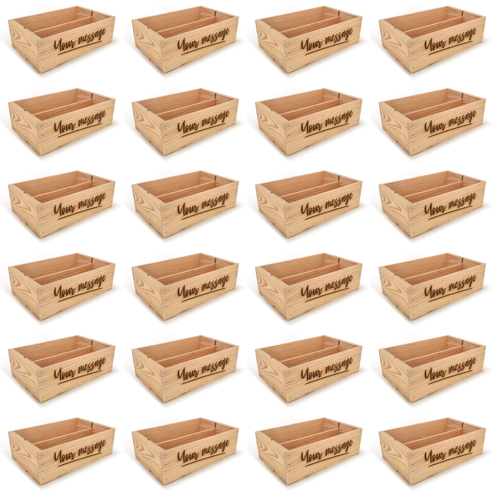 24 Two Bottle Wine Crate Boxes with Custom Message 14x9x4.5