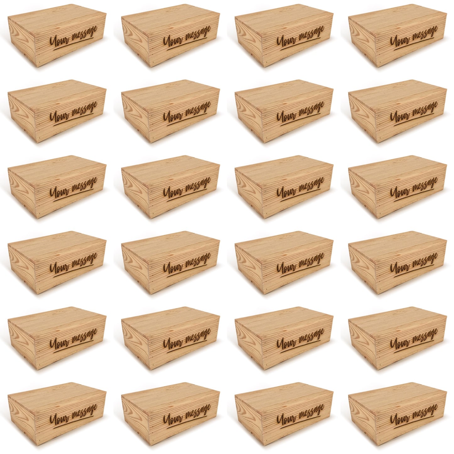24 Two Bottle Wine Crate Boxes with Lid and Custom Message 14x9x4.5, 6-WB-14-9-4.5-ST-NW-LL,  12-WB-14-9-4.5-ST-NW-LL,  24-WB-14-9-4.5-ST-NW-LL,  48-WB-14-9-4.5-ST-NW-LL,  96-WB-14-9-4.5-ST-NW-LL