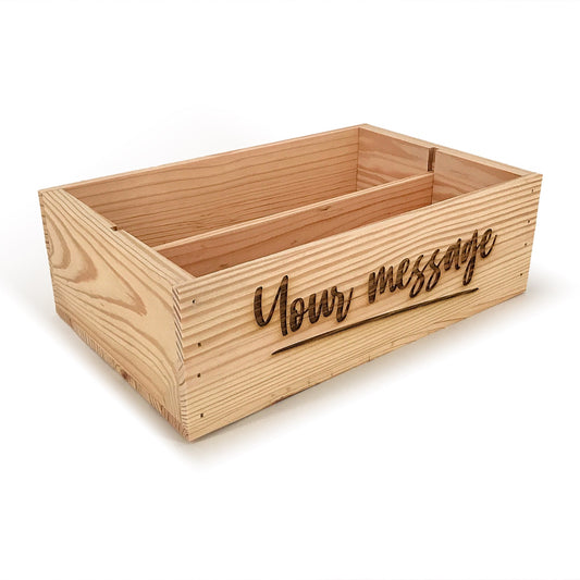 Two Bottle Wine Crate Boxes with Custom Message 14x9x4.5, 6-WB-14-9-4.5-ST-NW-NL,  12-WB-14-9-4.5-ST-NW-NL,  24-WB-14-9-4.5-ST-NW-NL,  48-WB-14-9-4.5-ST-NW-NL,  96-WB-14-9-4.5-ST-NW-NL