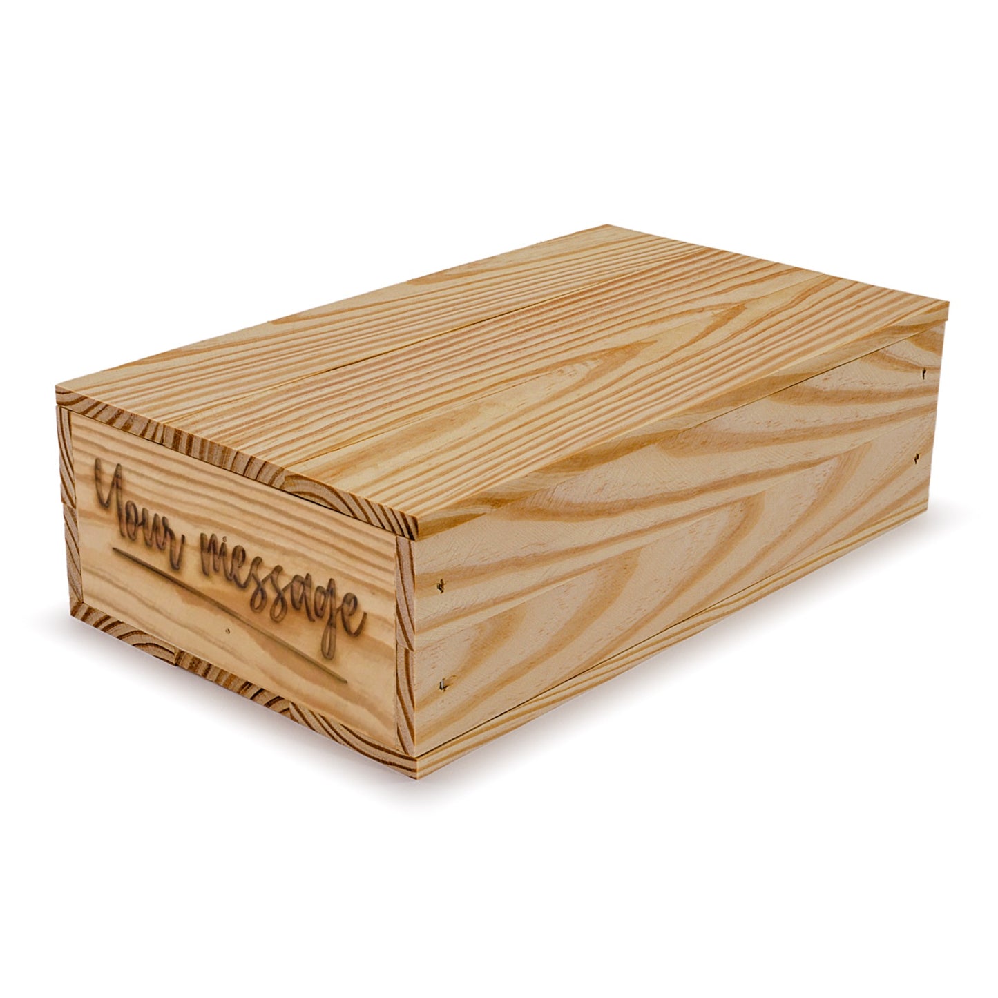 2 Bottle wine crate with lid and custom message 13x7.5x3.5, 6-WB-13-7.5-3.5-ST-NW-LL, 12-WB-13-7.5-3.5-ST-NW-LL, 24-WB-13-7.5-3.5-ST-NW-LL, 48-WB-13-7.5-3.5-ST-NW-LL, 96-WB-13-7.5-3.5-ST-NW-LL