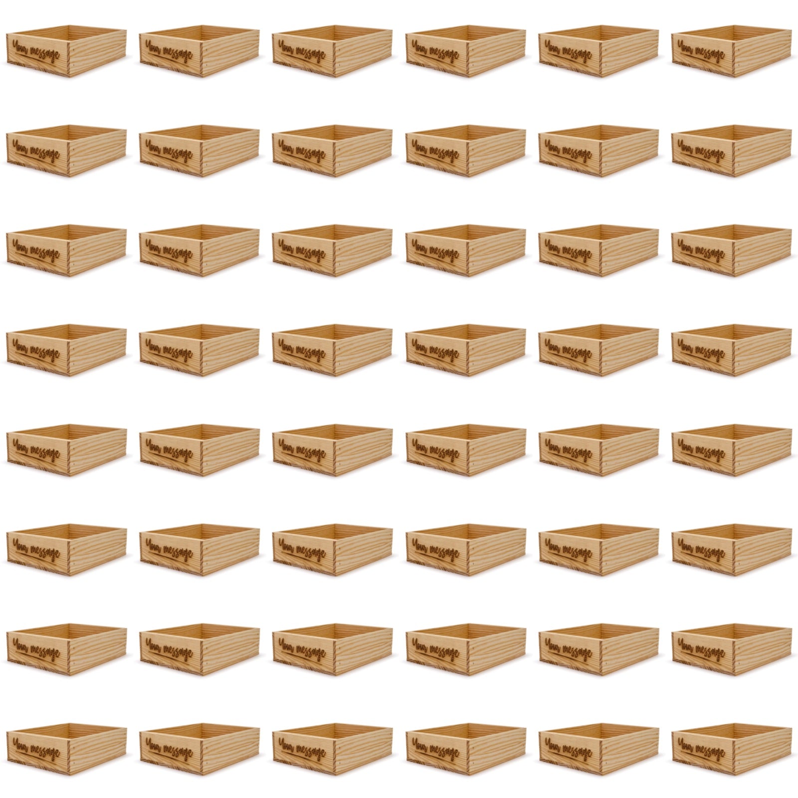 48 Small wooden crates with custom message 12x9.75x3.5