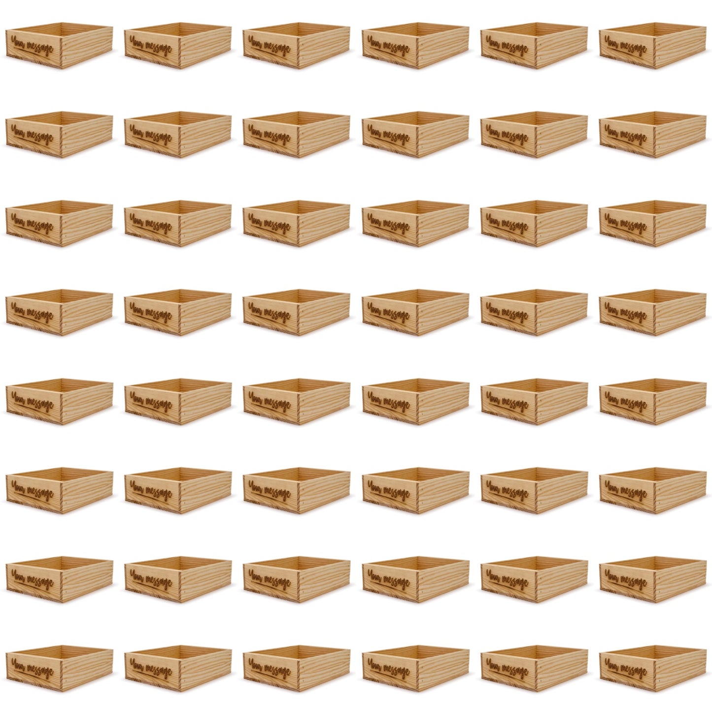 48 Small wooden crates with custom message 12x9.75x3.5