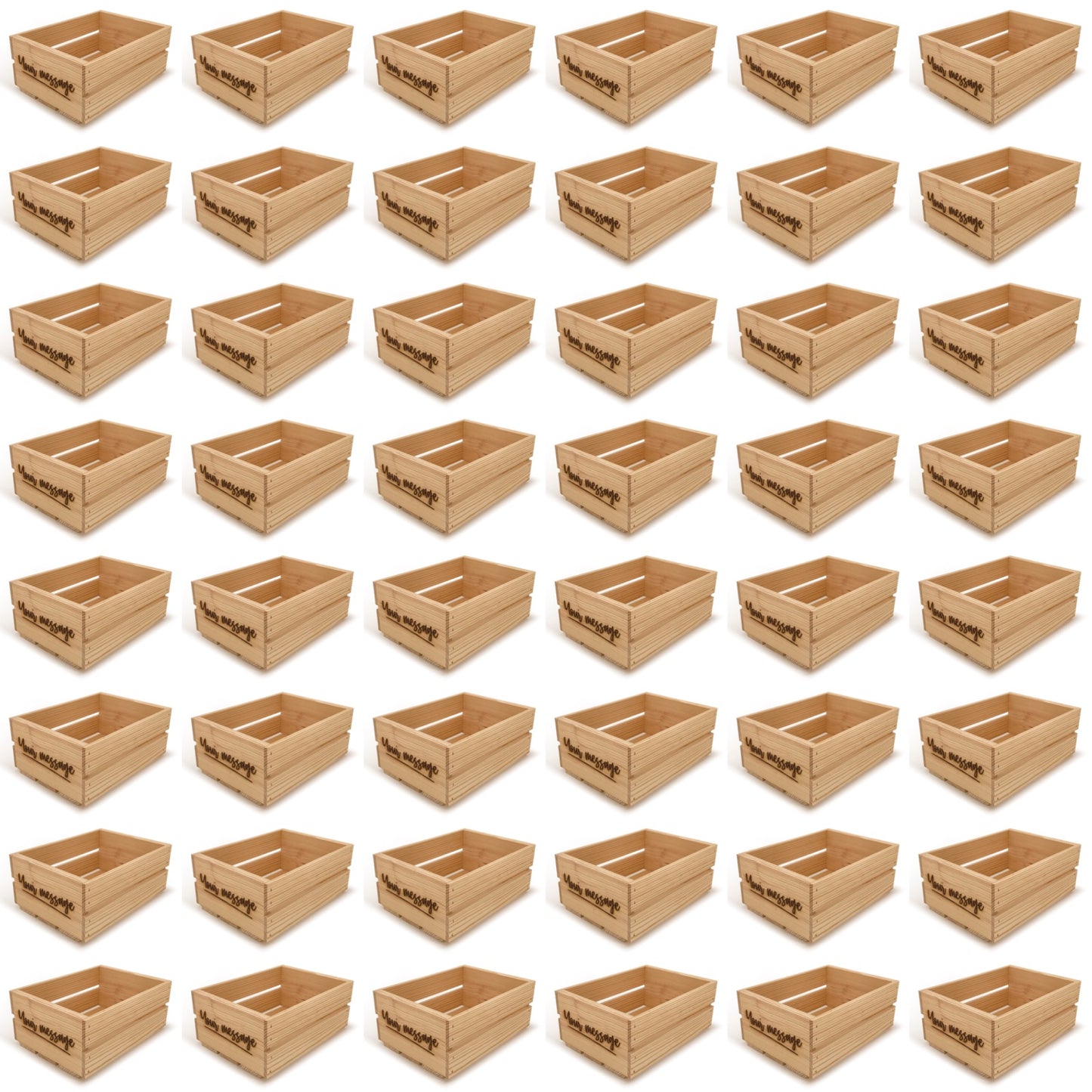 48 Small wooden crates with custom message 12x9x5.25, 6-WS-12-9-5.25-ST-NW-NL, 12-WS-12-9-5.25-ST-NW-NL, 24-WS-12-9-5.25-ST-NW-NL, 48-WS-12-9-5.25-ST-NW-NL, 96-WS-12-9-5.25-ST-NW-NL