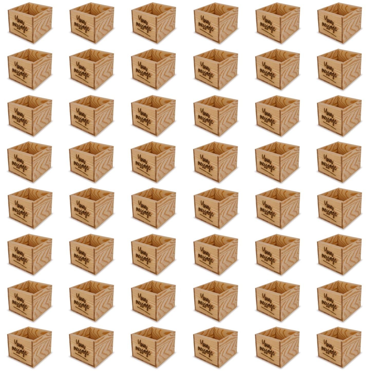 48 Small wooden crates with custom message 6x6.25x5.25