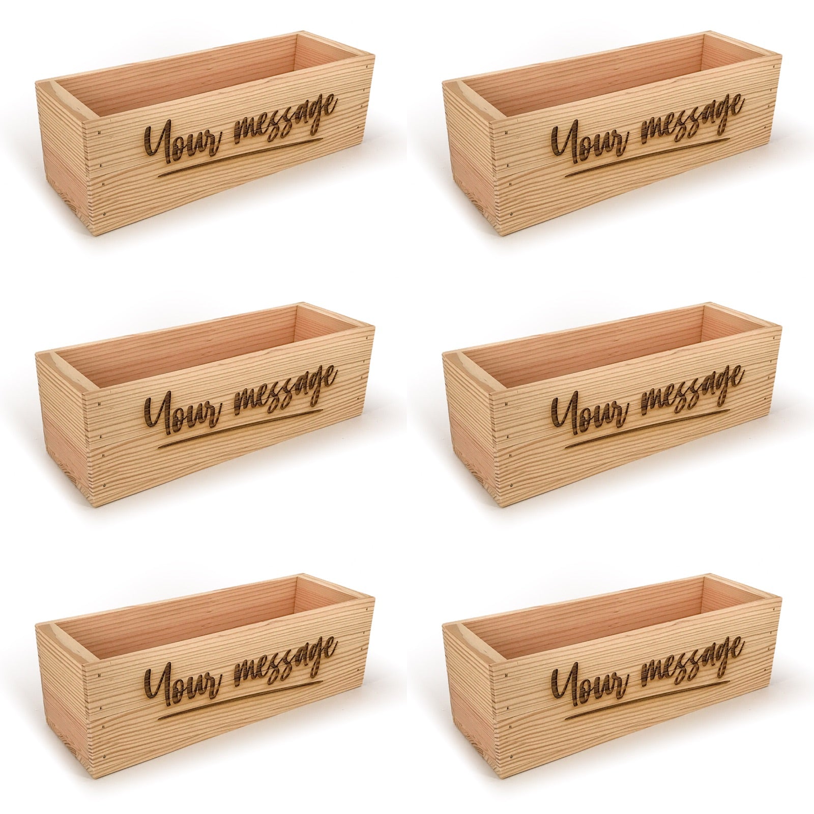 6 Single Bottle Wine Crate Box with Custom Message 14x4.5x4.5