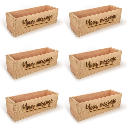 6 Single Bottle Wine Crate Box with Custom Message 14x4.5x4.5, 6-WB-14-4.5-4.5-ST-NW-NL,  12-WB-14-4.5-4.5-ST-NW-NL,  24-WB-14-4.5-4.5-ST-NW-NL,  48-WB-14-4.5-4.5-ST-NW-NL,  96-WB-14-4.5-4.5-ST-NW-NL