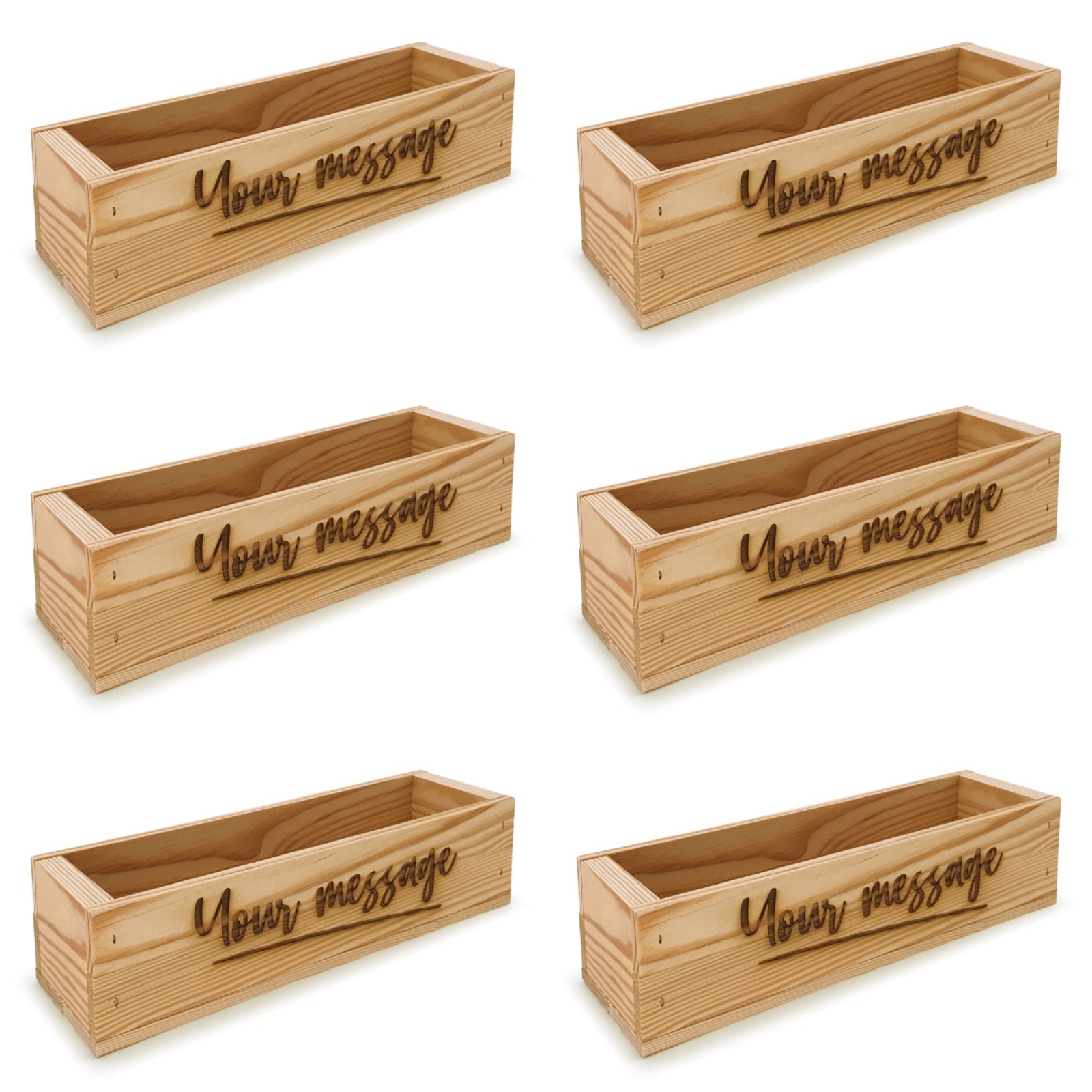 6 Single bottle wine crates with custom message 13x3.5x3.5