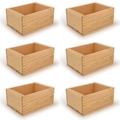 6 Small wooden crate boxes 7x5.5x3.5