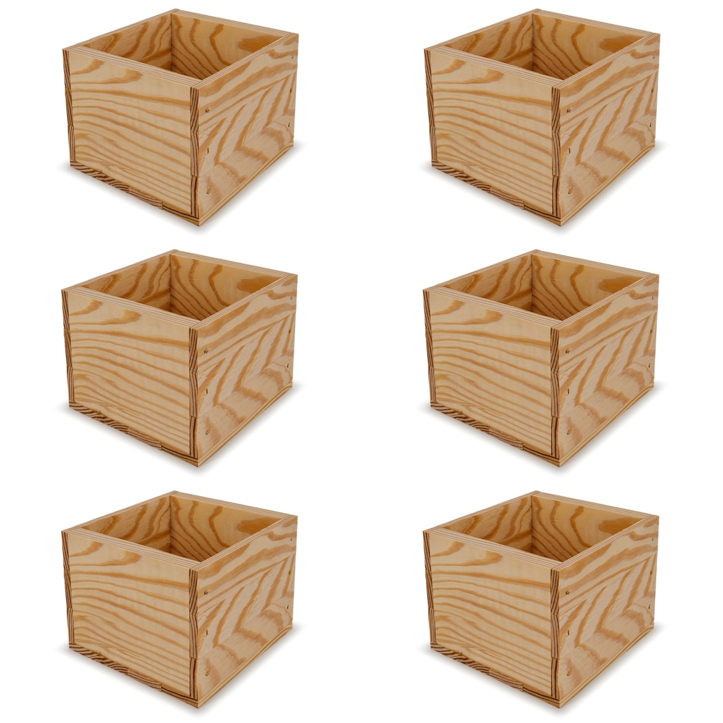 6 Small wooden crates 6x6.25x5.25