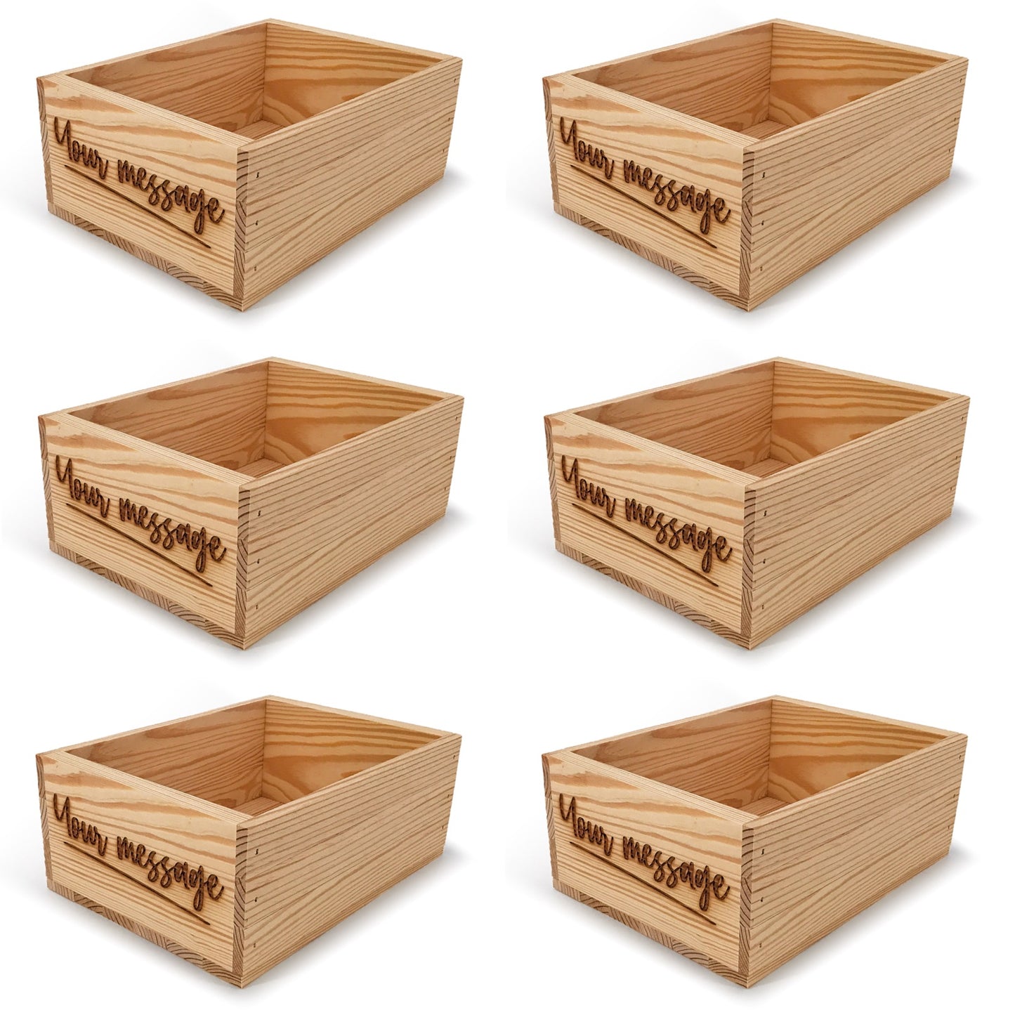 6 Small wooden crates with custom message 10x8x4.25