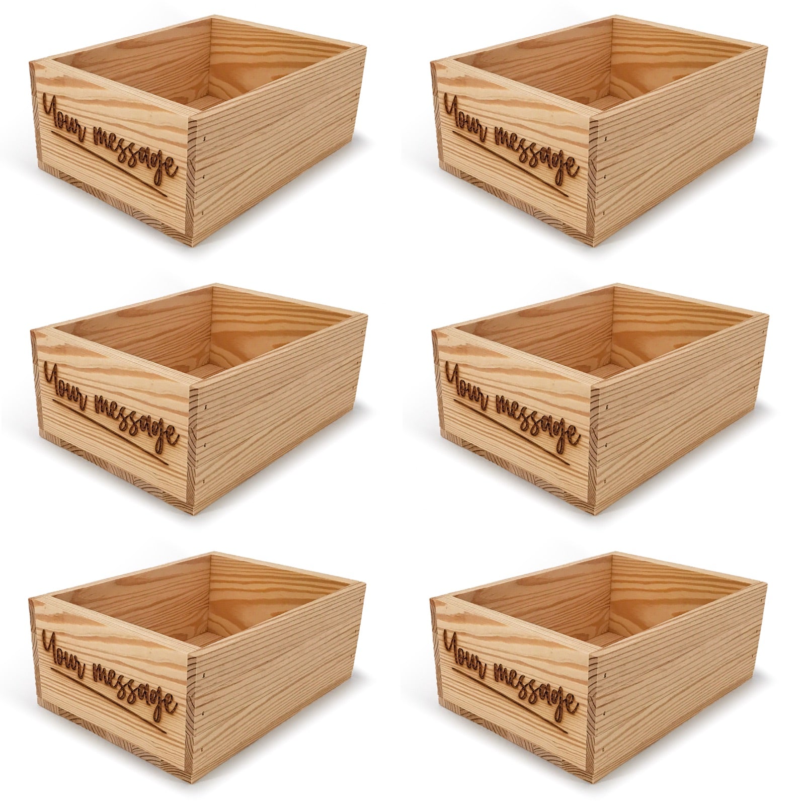 6 Small wooden crates with custom message 10x8x4.25
