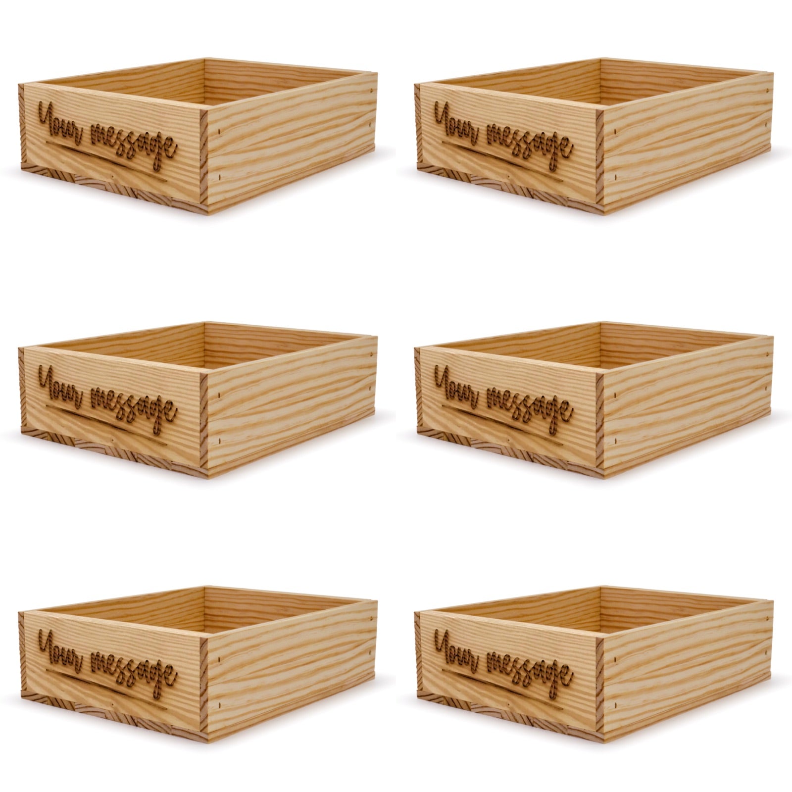 6 Small wooden crates with custom message 12x9.75x3.5