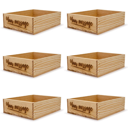 6 Small wooden crates with custom message 12x9.75x3.5