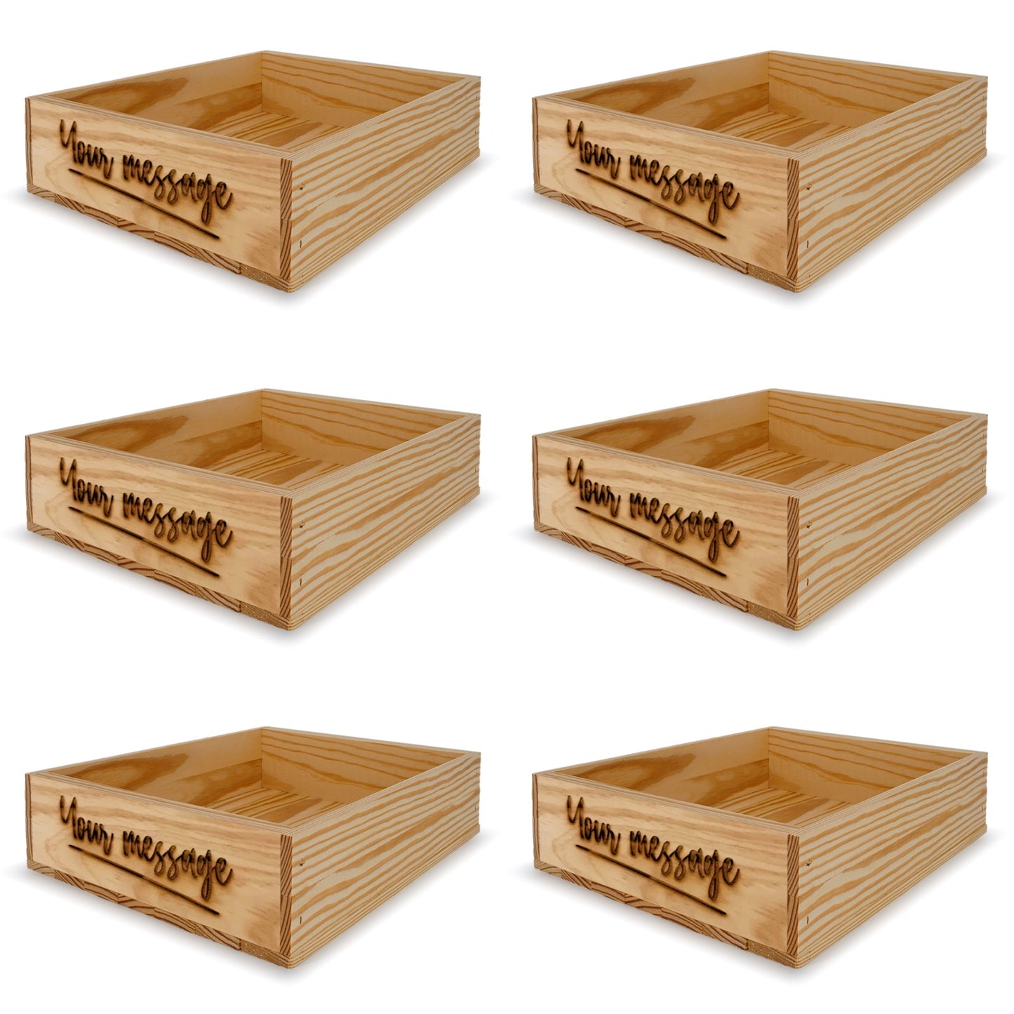 6 Small wooden crates with custom message 14x11.5x3.5