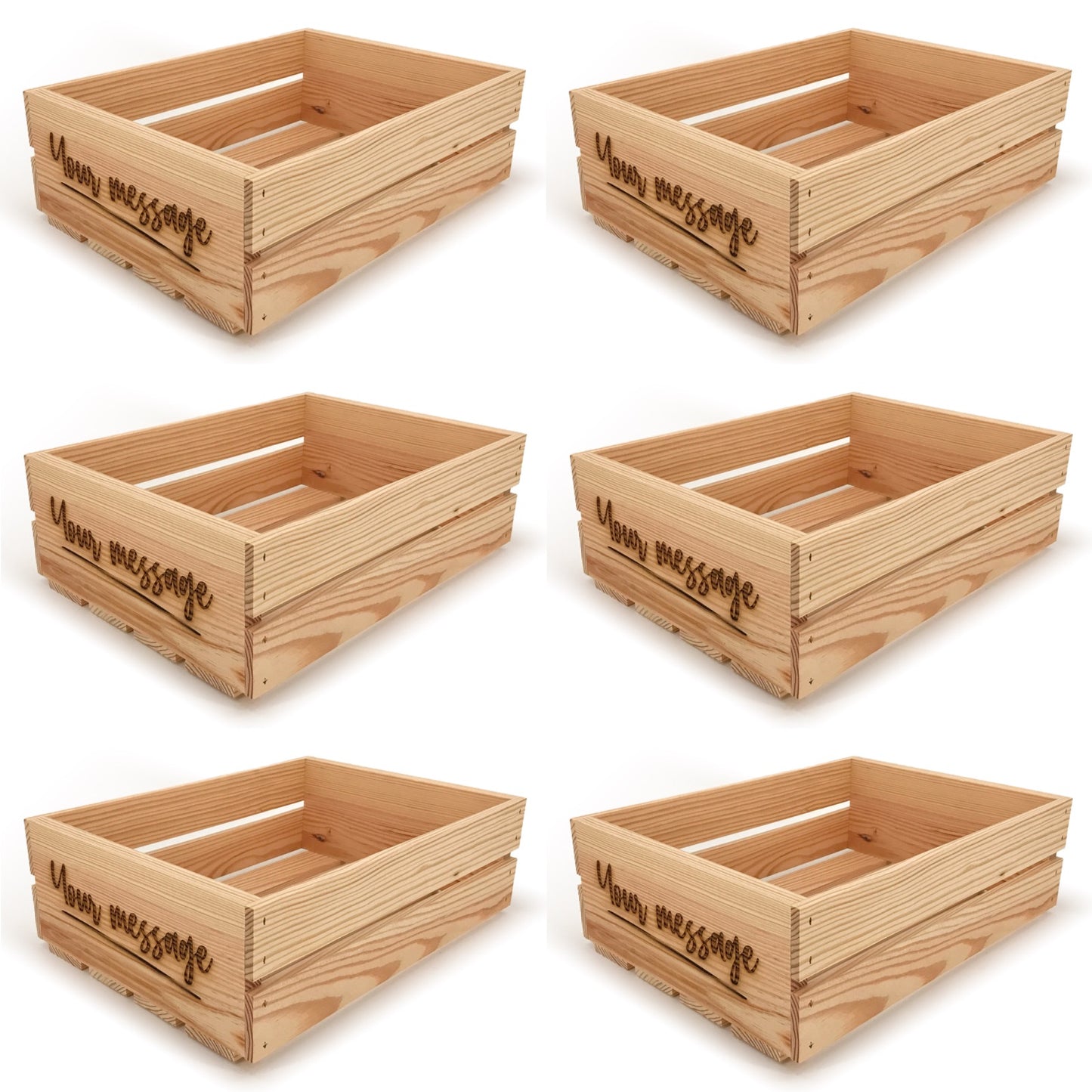 6 Small wooden crates with custom message 16x12x5.25