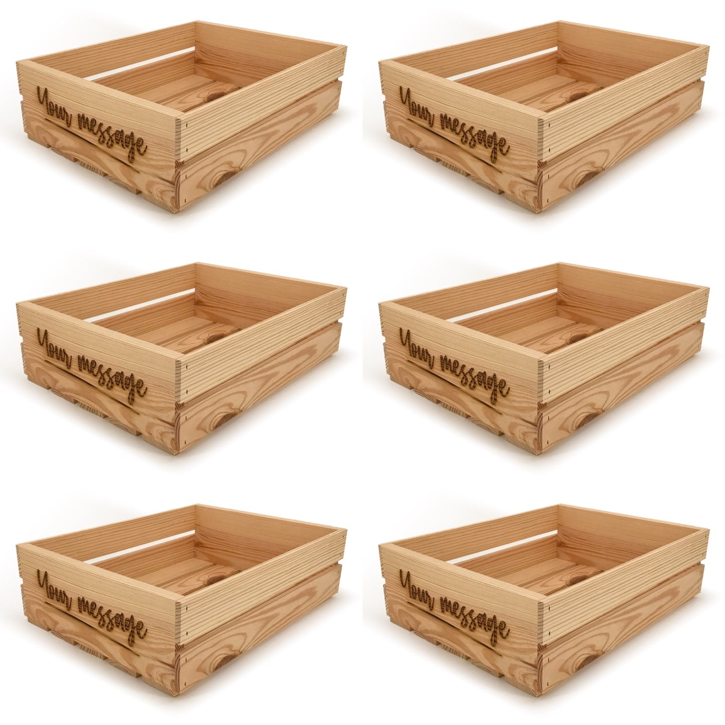 6 Small wooden crates with custom message 18x14x5.25