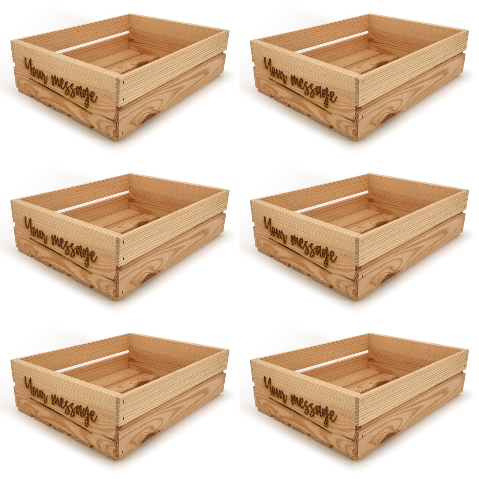6 Small wooden crates with custom message 18x14x5.25