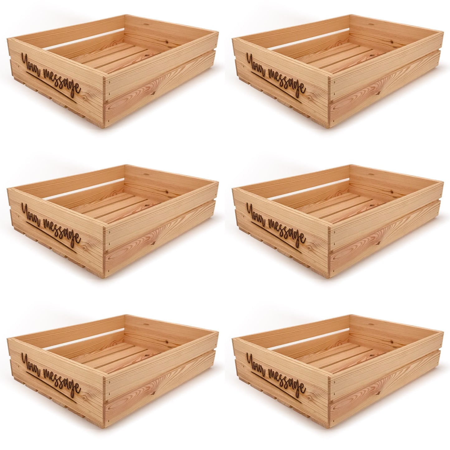 6 Small wooden crates with custom message 22x17x5.25