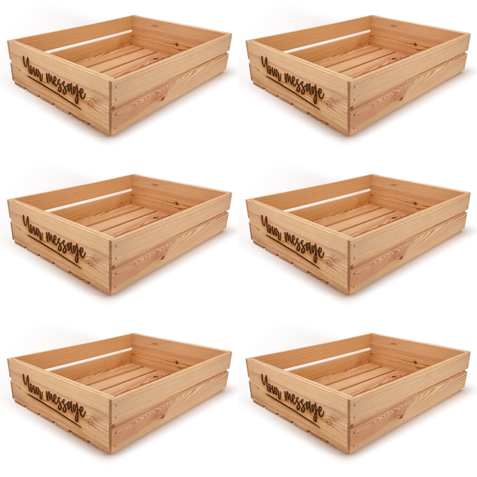 6 Small wooden crates with custom message 22x17x5.25