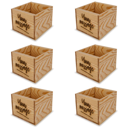 6 Small wooden crates with custom message 6x6.25x5.25