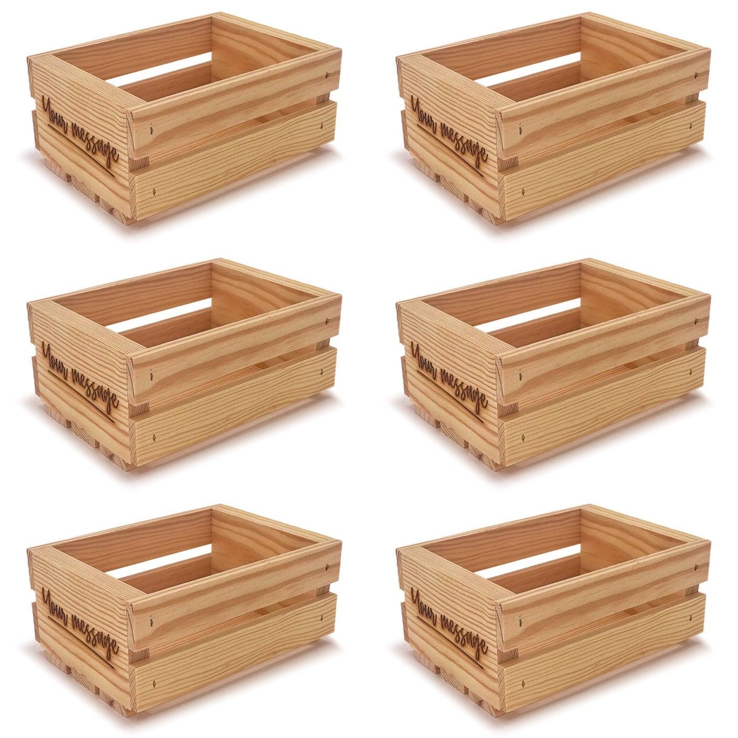 6 Small wooden crates with custom message 7.125x5.5x3.5