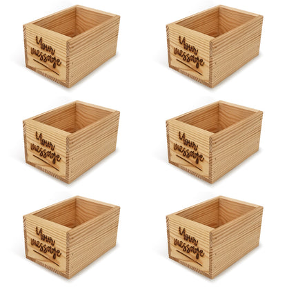 6 Small wooden crates with custom message 7x5x4.25