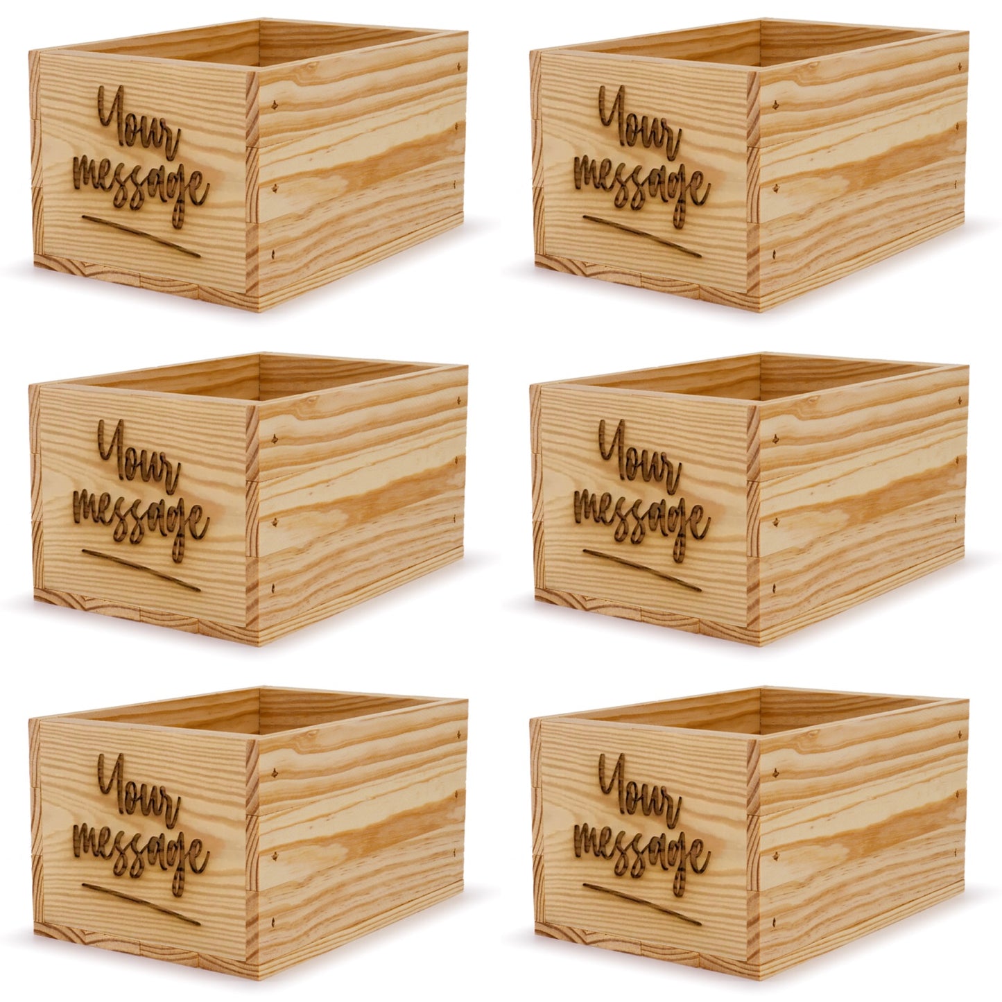 6 Small wooden crates with custom message 9x6.25x5.25