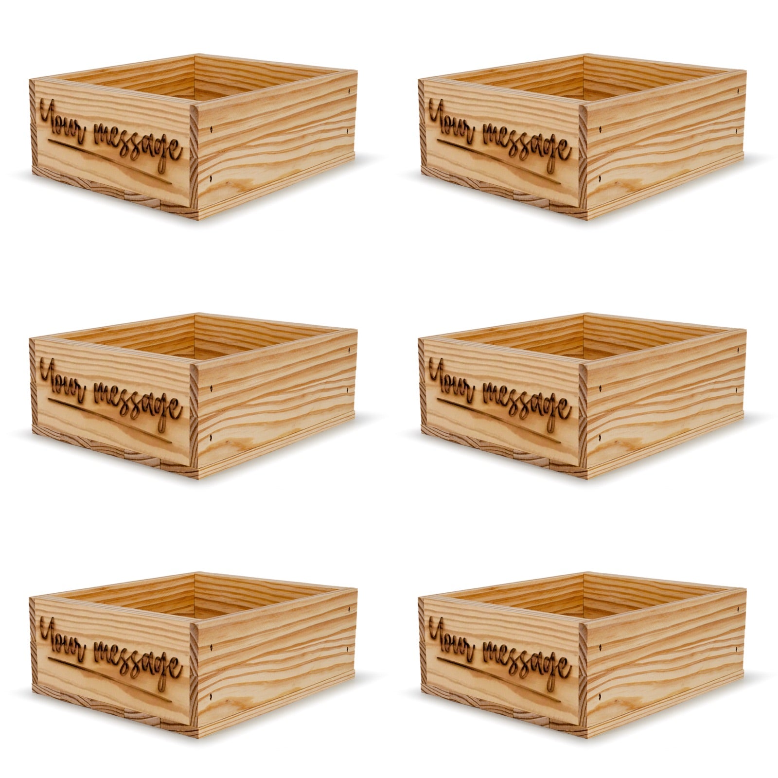 6 Small wooden crates with custom message 9x8x3.5