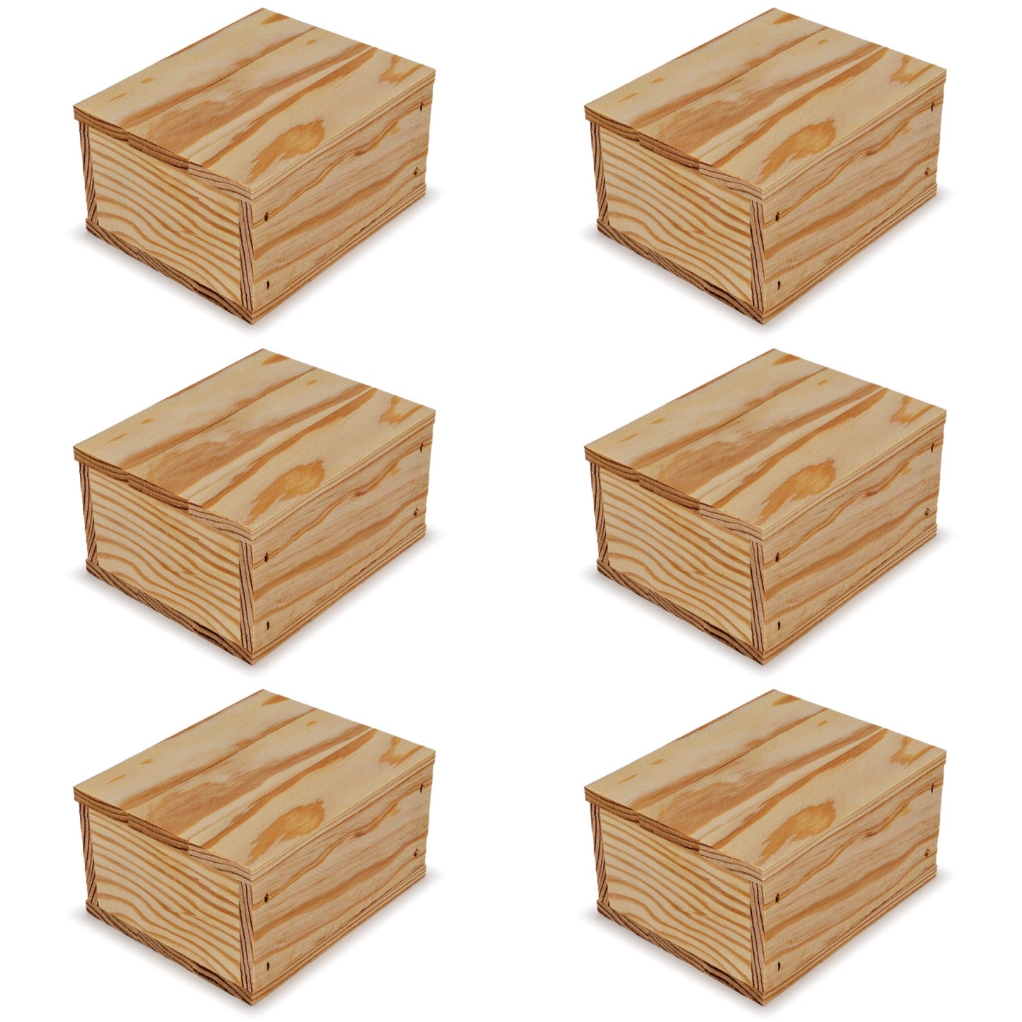 6 Small wooden crates with lid 5x4.5x2.75