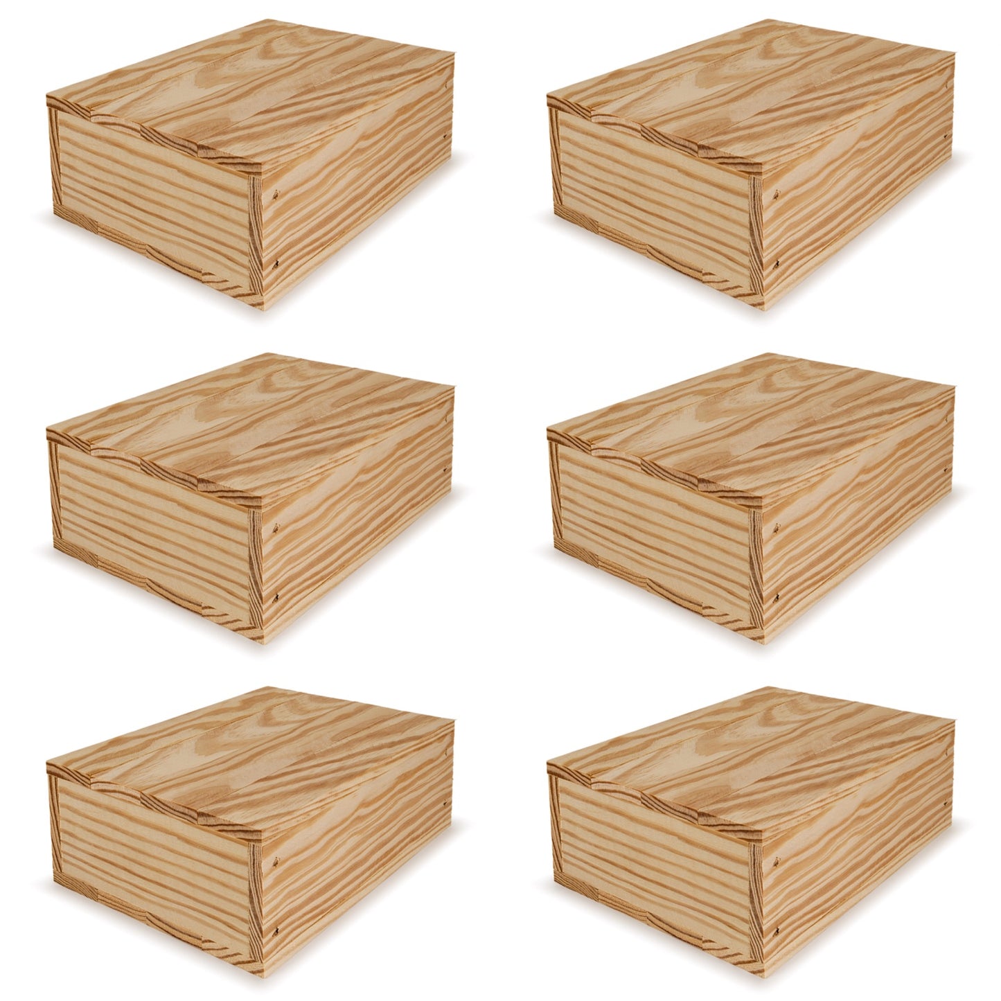 6 Small wooden crates with lid 8x6.25x2.75