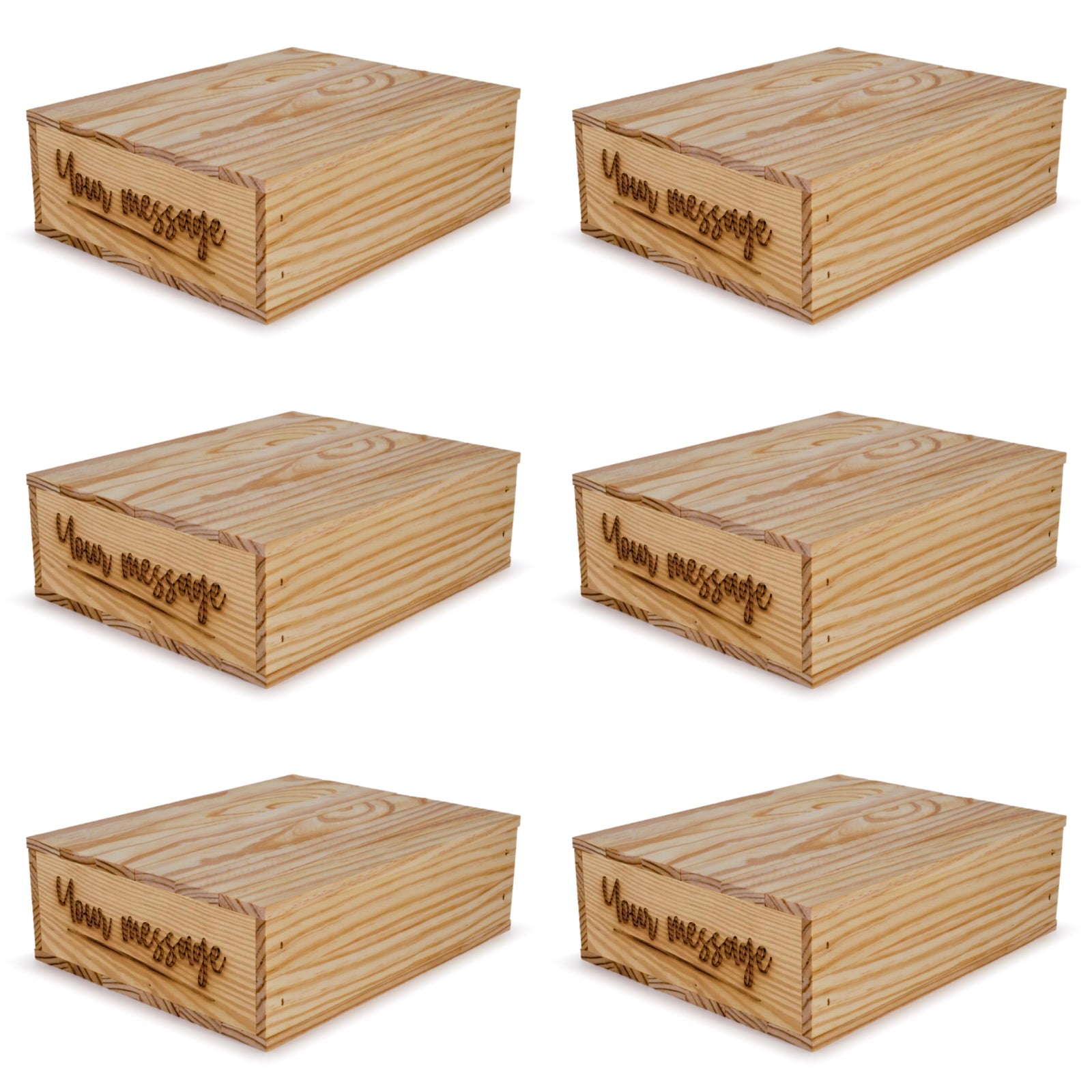 6 Small wooden crates with lid custom message 12x9.75x3.5