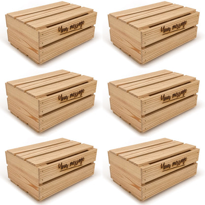 6 Small wooden crates with lid and custom message 12x9x5.25