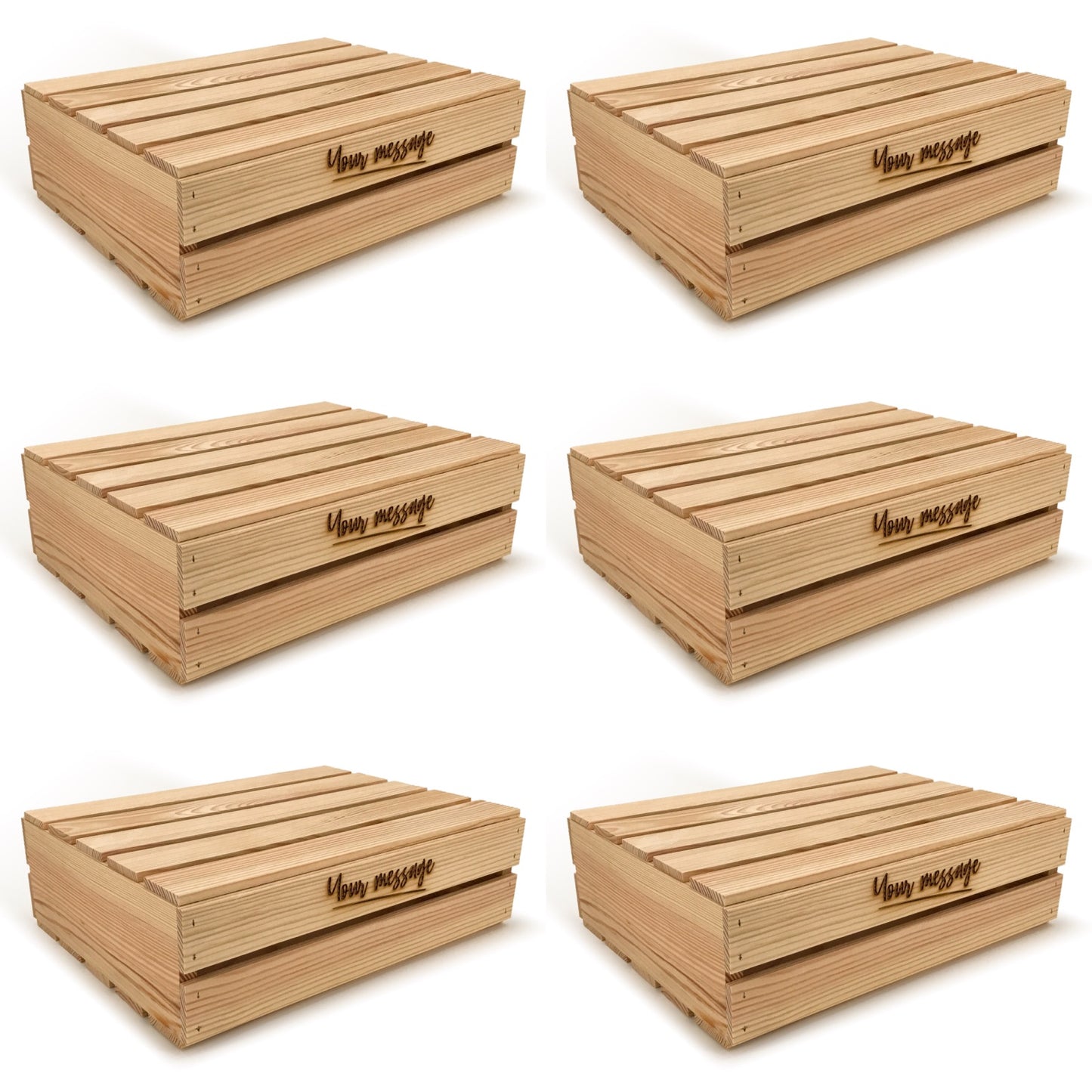 6 Small wooden crates with lid and custom message 18x14x5.25, 6-WS-18-14-5.25-ST-NW-LL, 12-WS-18-14-5.25-ST-NW-LL, 24-WS-18-14-5.25-ST-NW-LL, 48-WS-18-14-5.25-ST-NW-LL, 96-WS-18-14-5.25-ST-NW-LL