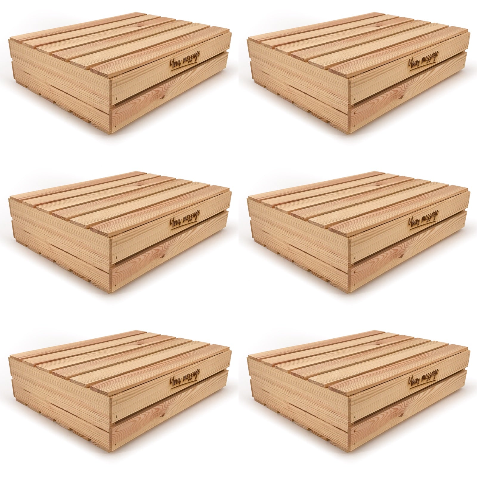 6 Small wooden crates with lid and custom message 22x17x5.25, 6-WS-22-17-5.25-ST-NW-LL, 12-WS-22-17-5.25-ST-NW-LL, 24-WS-22-17-5.25-ST-NW-LL, 48-WS-22-17-5.25-ST-NW-LL, 96-WS-22-17-5.25-ST-NW-LL