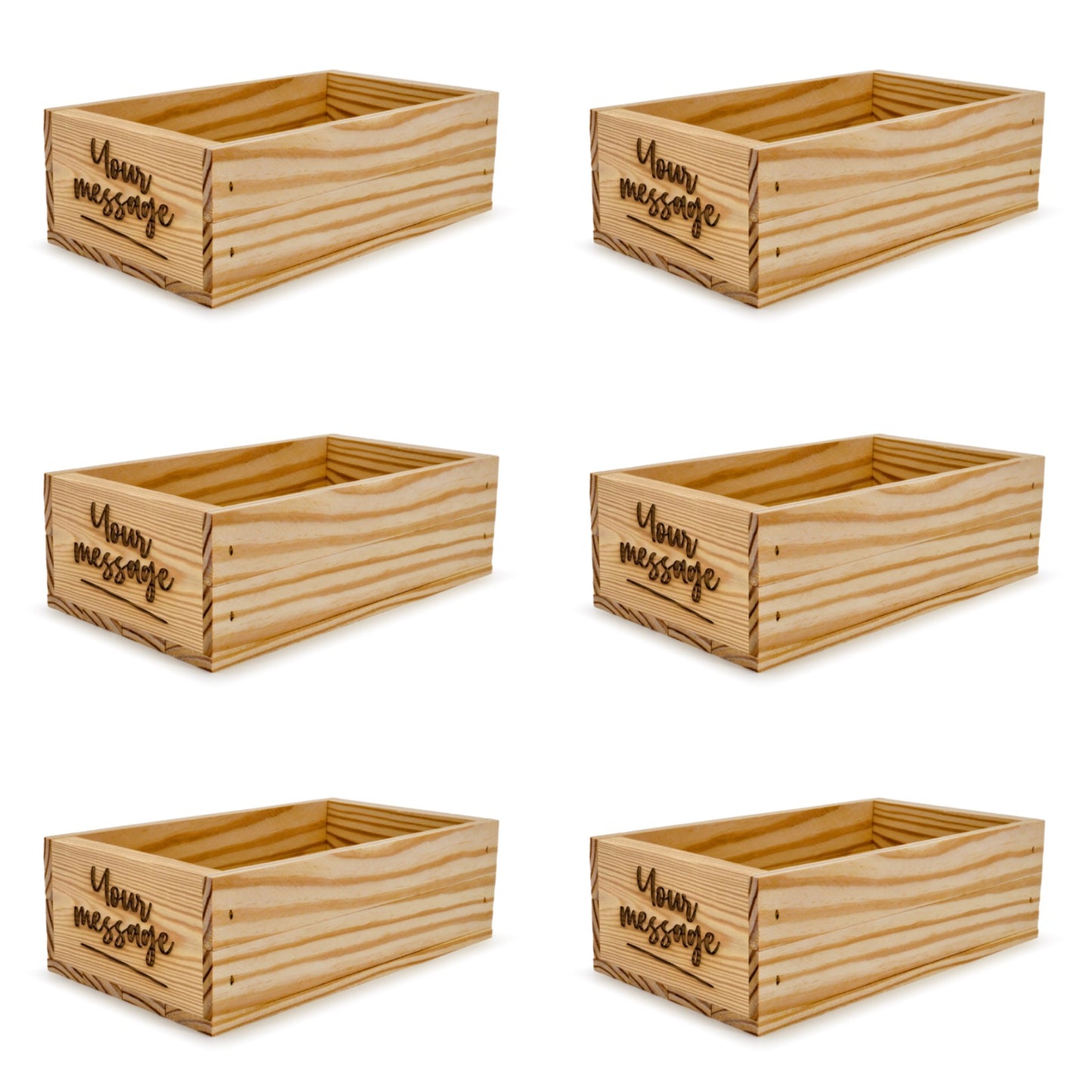 6 Small wooden crates with custom message 11x6.25x3.5