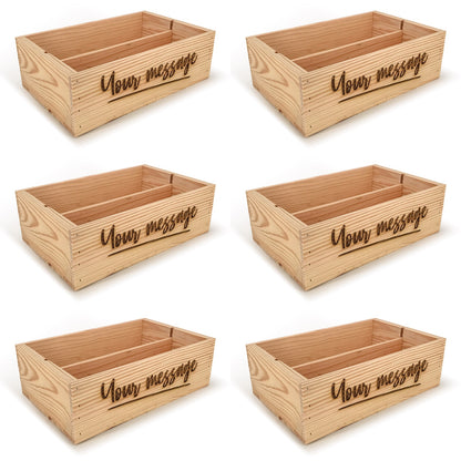 6 Two Bottle Wine Crate Boxes with Custom Message 14x9x4.5