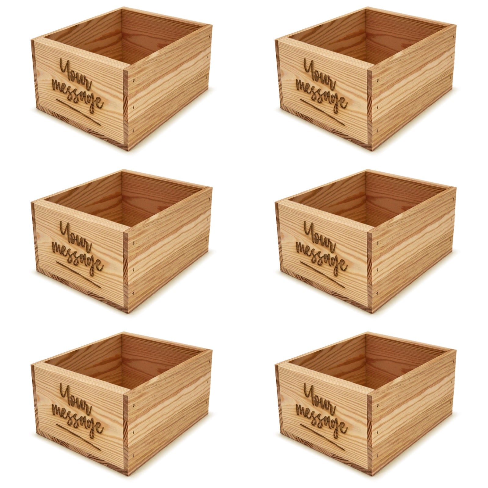6 Small wooden crates with custom message 9x8x5.25