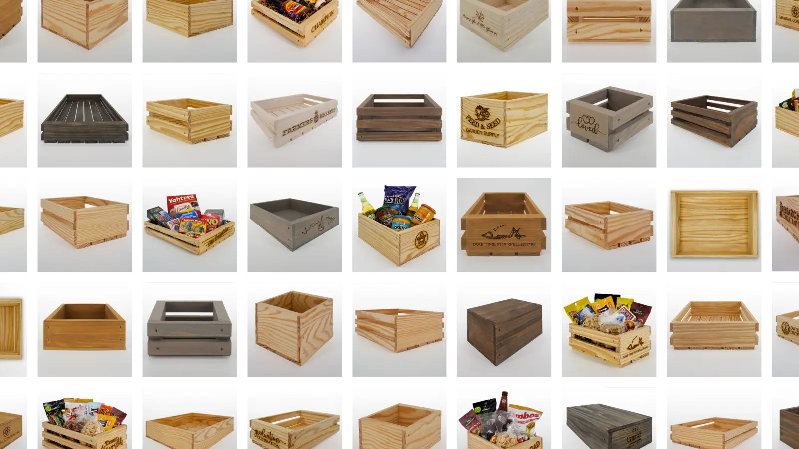 A wide selection of gift crates and boxes by Carpenter Core